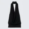 Drapiertes Jersey-Haltertop – Schwarz Drapiertes Jersey-Haltertop – Schwarz