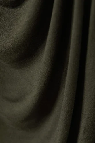 Drapiertes Langarmshirt – Dunkelkhaki-Grün