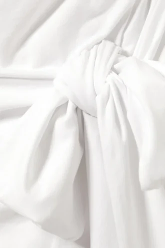 Drapiertes Minikleid mit Bindeband vorne – Weiß