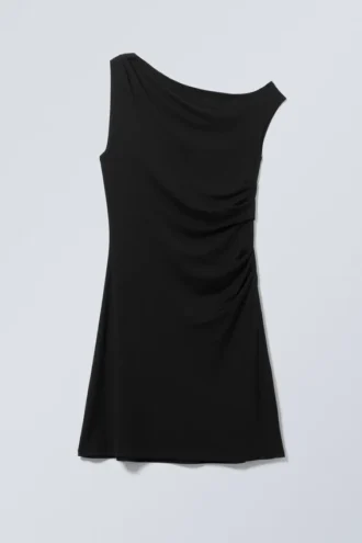 Drapiertes Minikleid – Schwarz