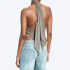 Drapiertes Neckholder-Oberteil – Dusty Mole Drapiertes Neckholder-Oberteil – Dusty Mole