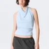 Drapiertes Neckholder-Top – Hellblau Drapiertes Neckholder-Top – Hellblau
