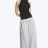 Drapiertes Neckholder-Top – Schwarz Drapiertes Neckholder-Top – Schwarz