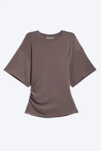 Drapiertes, tailliertes T-Shirt – Dusty Plum