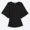 Drapiertes, tailliertes T-Shirt – Schwarz Drapiertes, tailliertes T-Shirt – Schwarz