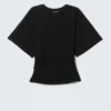 Drapiertes, tailliertes T-Shirt – Schwarz Drapiertes, tailliertes T-Shirt – Schwarz