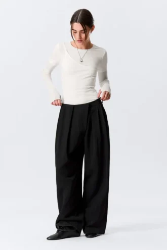 Dreilagiges Langarmshirt aus Baumwolle – Weiß Dreilagiges Langarmshirt aus Baumwolle – Weiß