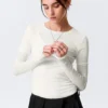 Dreilagiges Langarmshirt aus Baumwolle – Weiß Dreilagiges Langarmshirt aus Baumwolle – Weiß