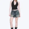 Duchess Mini-Jeans-Shorts mit niedriger Leibhöhe und Distressed-Look – Baltisches Blau – Dunkelblau Duchess Mini-Jeans-Shorts mit niedriger Leibhöhe und Distressed-Look – Baltisches Blau – Dunkelblau