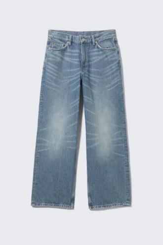 Dynasty Low Rise Loose Wide Jeans – Blue Stream – Mittelblau