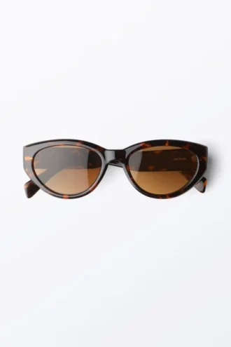 Eckige Cat-Eye-Sonnenbrille – Schildpatt – Braune Gläser