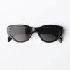 Eckige Cat-Eye-Sonnenbrille – Schwarz – Schwarze Gläser