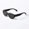 Eckige Cat-Eye-Sonnenbrille – Schwarz – Schwarze Gläser