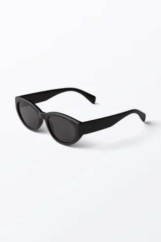 Eckige Cat-Eye-Sonnenbrille – Schwarz – Schwarze Gläser