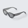 Eckige Cat-Eye-Sonnenbrille – Transparentgrau