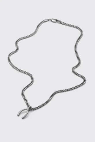 Edelstahl-Halskette mit Anhänger – Silber