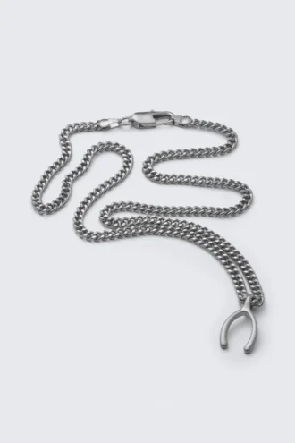 Edelstahl-Halskette mit Anhänger – Silber