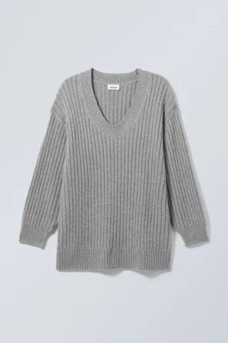 Eden Oversized-Pullover aus Wollmischung – Grau