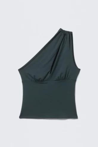 Ein-Schulter-Top mit Cut-out – Petrol