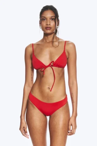 Einfarbige Bikinihose – Leuchtend rot