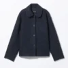 Einreihige Jacke aus Wollmischung – Marineblau Einreihige Jacke aus Wollmischung – Marineblau