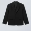 Einreihiger, locker geschnittener Blazer – Schwarz Einreihiger, locker geschnittener Blazer – Schwarz