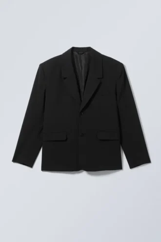 Einreihiger, locker geschnittener Blazer – Schwarz