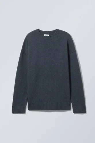 Eloise Oversize-Wollpullover – Marineblau
