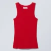 Eng anliegendes geripptes Tanktop – Rot Eng anliegendes geripptes Tanktop – Rot