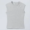 Eng anliegendes Kurzarm-Top – Grau meliert Eng anliegendes Kurzarm-Top – Grau meliert