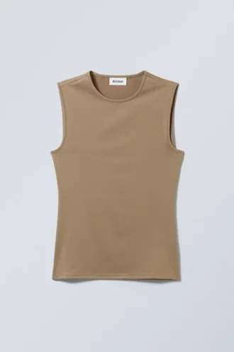 Eng anliegendes Tanktop – Dunkelbeige