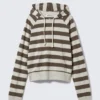 Enger Kapuzenpullover aus Baumwolljersey – Grau & dunkle Maulwurfstreifen Enger Kapuzenpullover aus Baumwolljersey – Grau & dunkle Maulwurfstreifen
