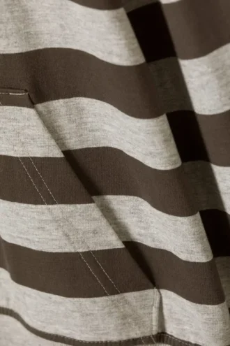 Enger Kapuzenpullover aus Baumwolljersey – Grau & dunkle Maulwurfstreifen