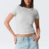 Enges Mini-T-Shirt – Grau meliert Enges Mini-T-Shirt – Grau meliert