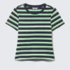 Enges Mini-T-Shirt – marineblau/grün gestreift Enges Mini-T-Shirt – marineblau/grün gestreift