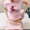 Enges Mini-T-Shirt mit Print – Rosa – Kiss Enges Mini-T-Shirt mit Print – Rosa – Kiss