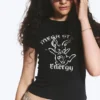 Enges Mini-T-Shirt mit Print – Schwarz – Bunny