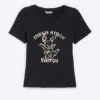 Enges Mini-T-Shirt mit Print – Schwarz – Bunny