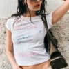 Enges Mini-T-Shirt mit Print – Weiß – White Bunny Enges Mini-T-Shirt mit Print – Weiß – White Bunny