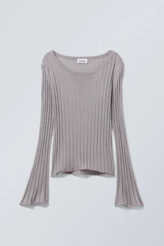 Enora Transparentes Langarmshirt – Hellgrau