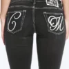 Fancy Booty Bei Low Rise Skinny Bootcut Jeans – Polly Black Print – Schwarz | Cheap Monday Gb
