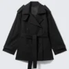 Faustina C Oversized-Trenchcoat mit doppelter Knopfleiste – Schwarz Faustina C Oversized-Trenchcoat mit doppelter Knopfleiste – Schwarz