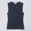 Figurbetontes Baumwoll-Tanktop – Dunkelblau Figurbetontes Baumwoll-Tanktop – Dunkelblau