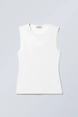 Figurbetontes Baumwoll-Tanktop – Weiß