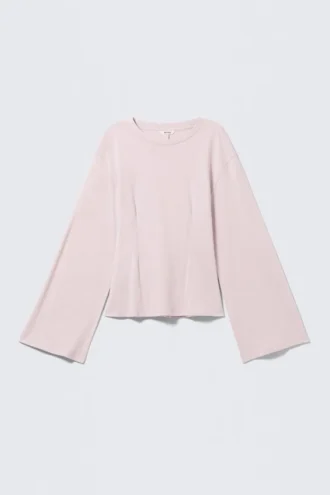 Figurbetontes Langarmshirt – Hellrosa