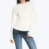 Figurbetontes Langarmshirt – Staubweiß