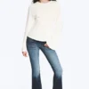 Figurbetontes Langarmshirt – Staubweiß