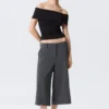 Figurbetontes, ärmelloses Off-Shoulder-Top – Schwarz Figurbetontes, ärmelloses Off-Shoulder-Top – Schwarz