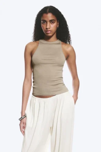 Figurbetontes Tanktop aus Baumwolljersey – Light Mole