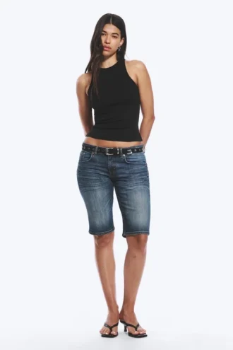 Figurbetontes Tanktop aus Baumwolljersey – Schwarz